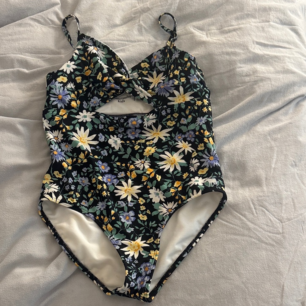 Abercrombie Kids Floral One Piece Swimsuit - Black and White
